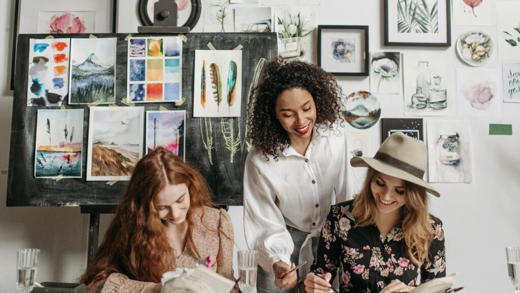 Women Having Painting Class