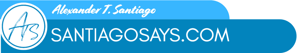 santiagosays.com in blue header