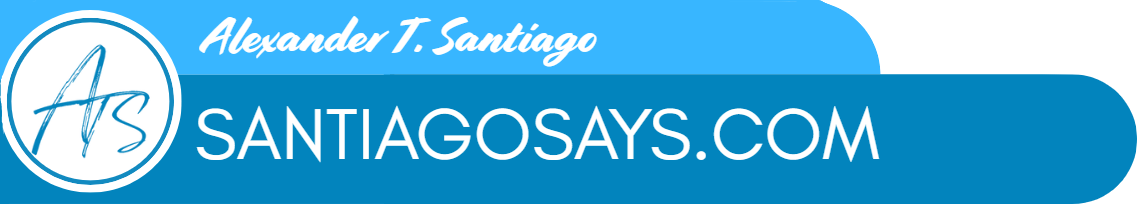 santiagosays.com in blue circles